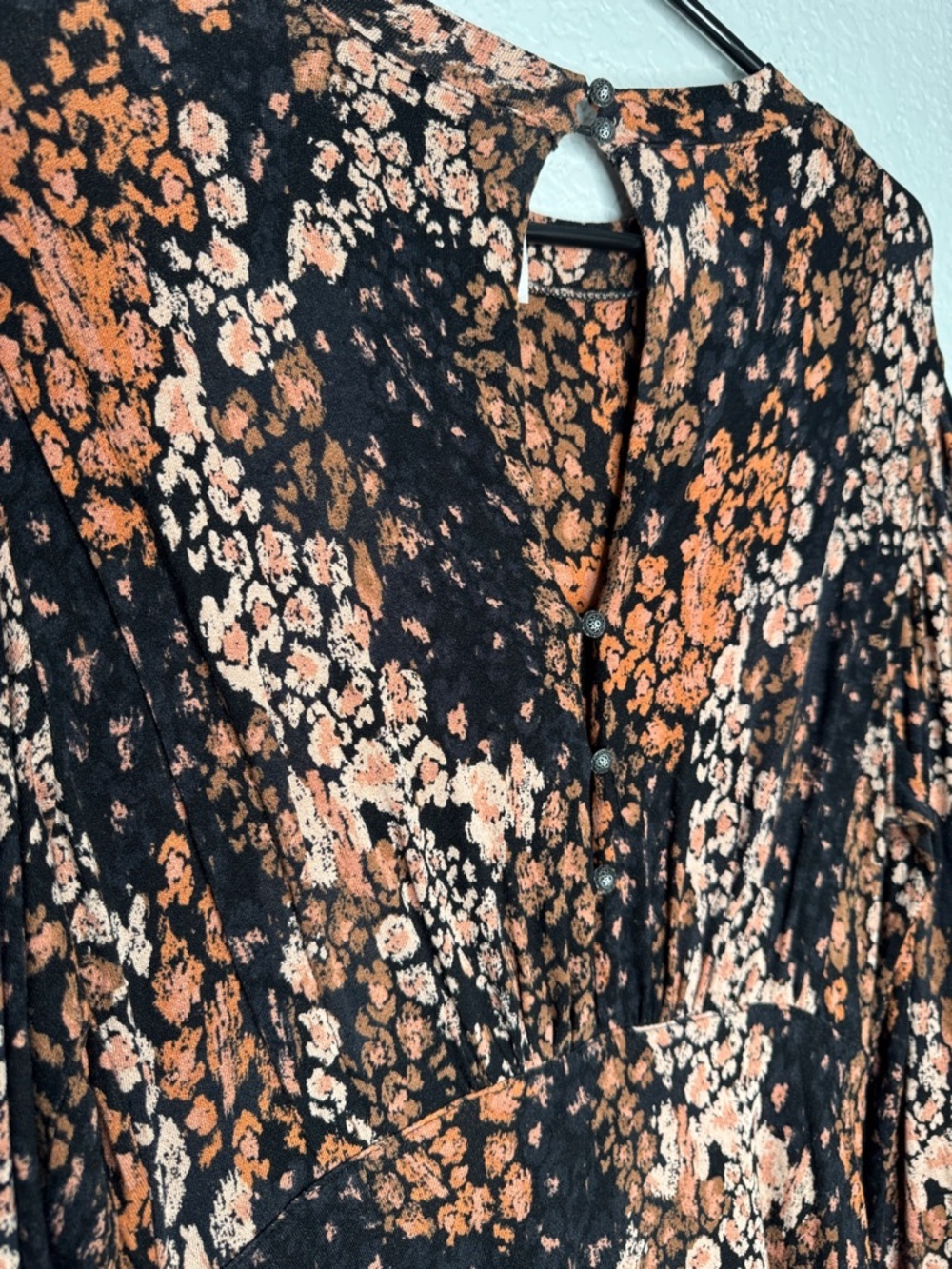 Free People Women's Heartbeats Floral Soft Jersey Mini Dress Small Long Sleeve - Picture 7 of 8